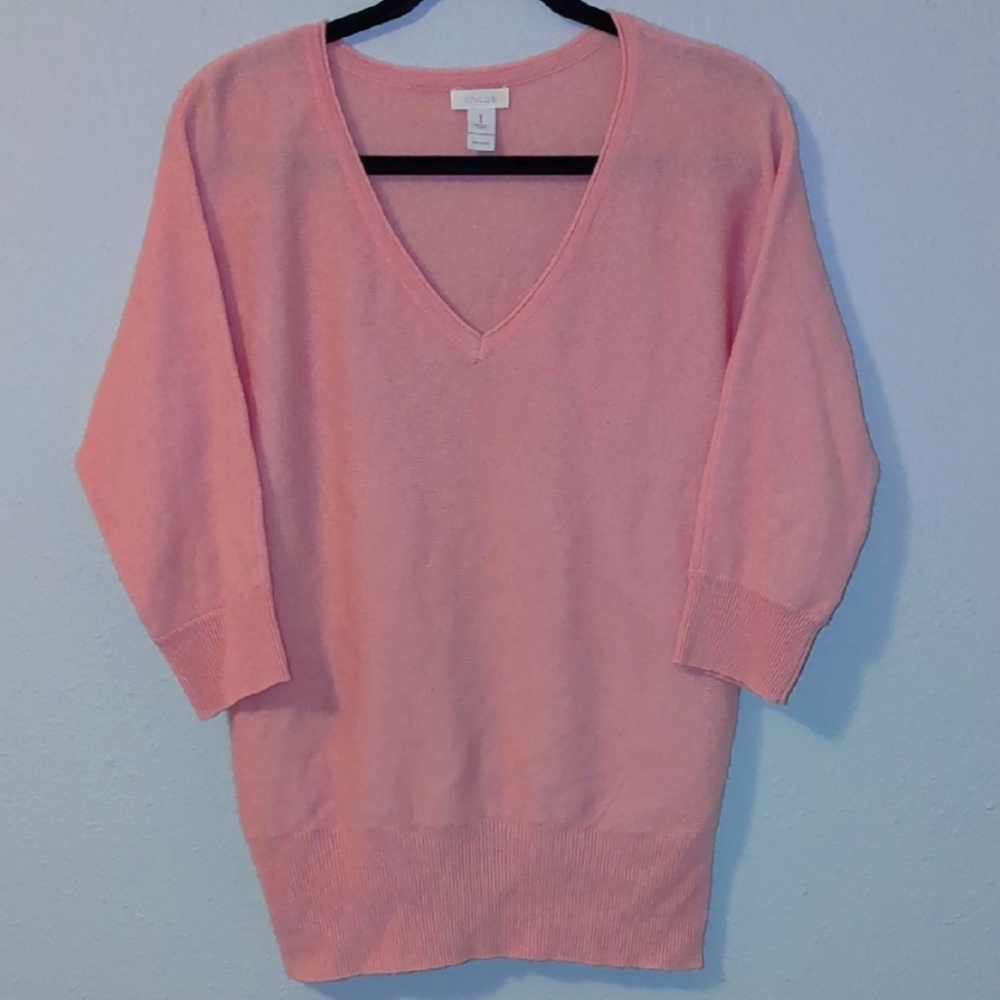 Chico's Pink V-Neck Women's Sweater